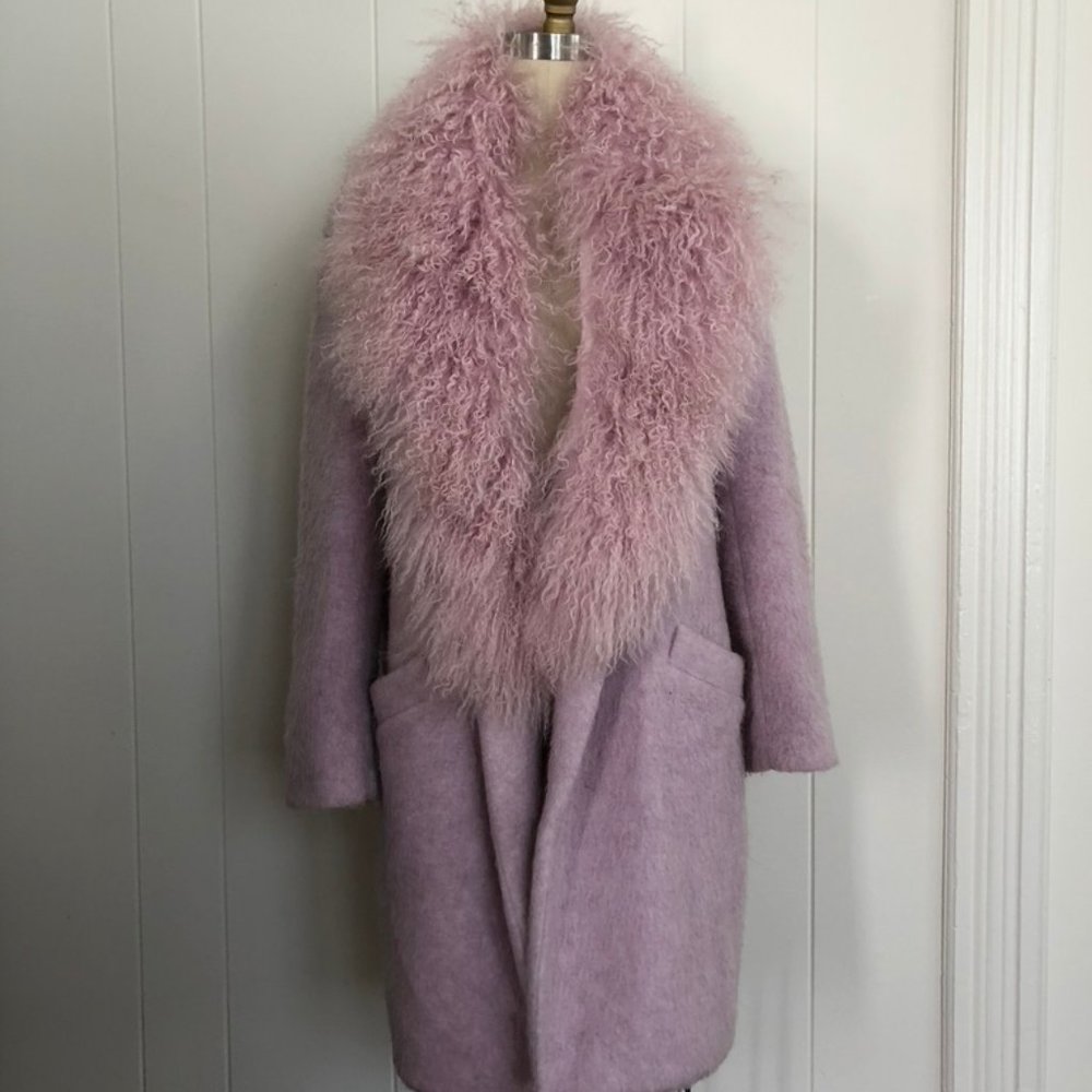 Lavender Coat with Removable Shearling Collar